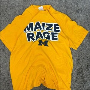 Y2k u‎ of m michigan maize rage maize and blue tshirt